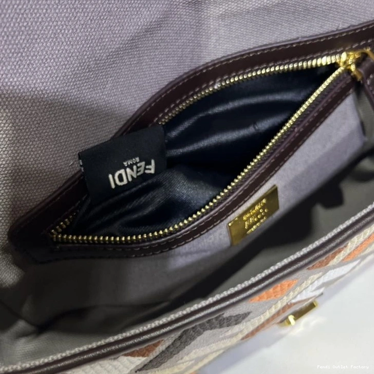 Affordable HOT Grey Medium Fendi Canvas Multi Bag Motif FF In Baguette 0727